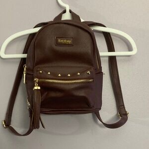 Bebe Chocolate Brown Backpack with Gold Accents